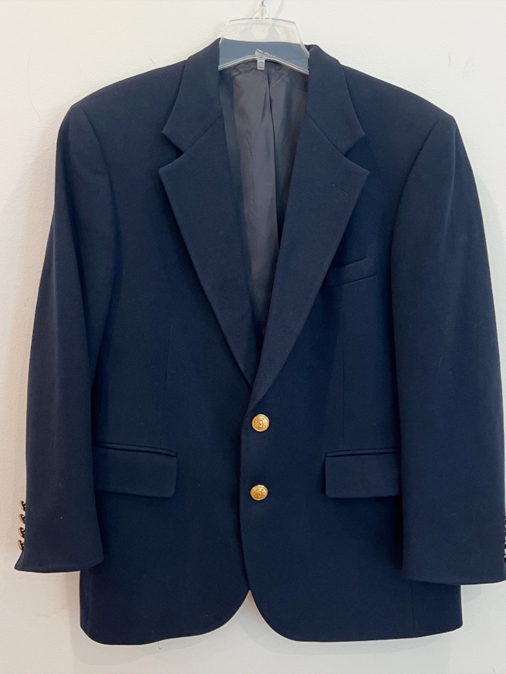 Vintage Polo University Club Blazer 43R Blue Wool Gold Ralph Lauren Sport Coat